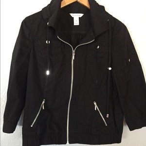 White House Black Market Black Bomber Jacket Sz 10